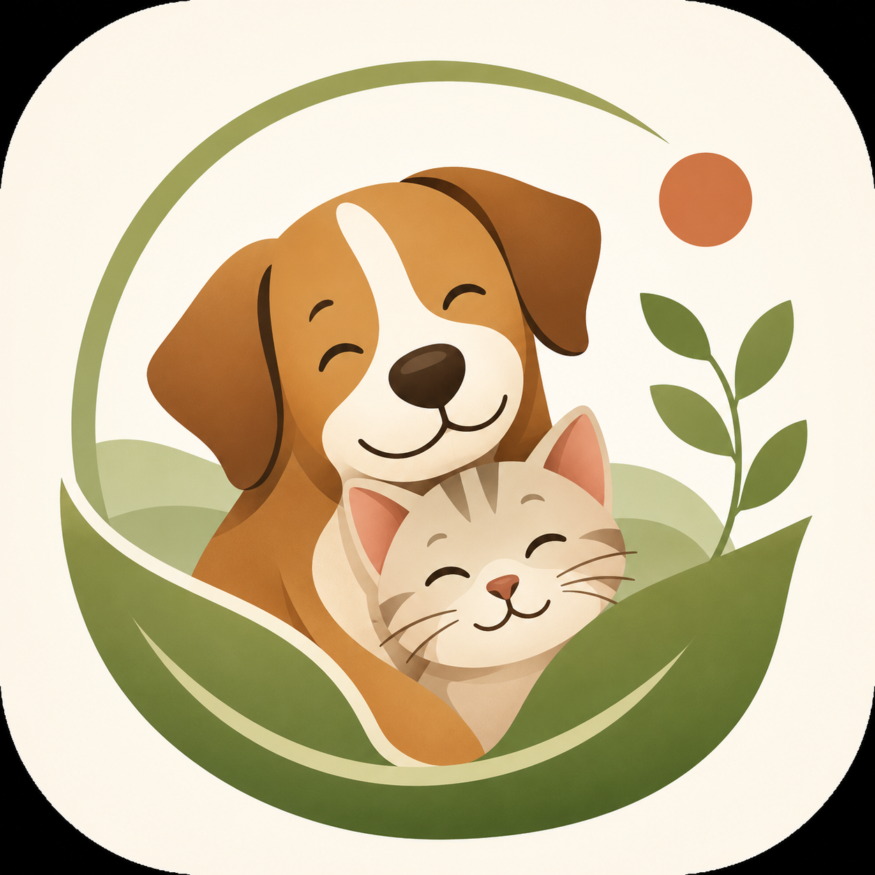 Logotipo natural de Animalia Regeneratusuelo con perro y gato