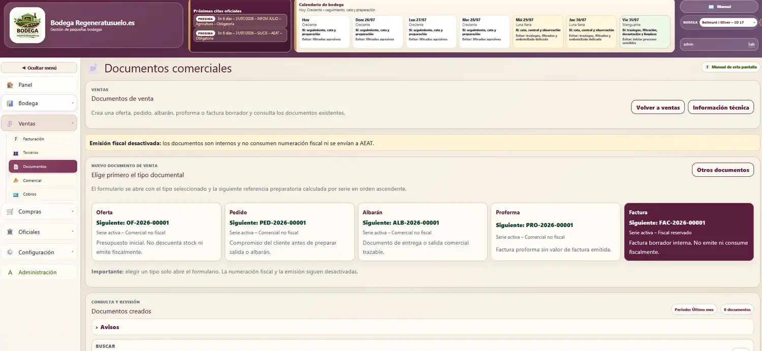 Facturaci&oacute;n y Verifactu en el Cuaderno de Bodega